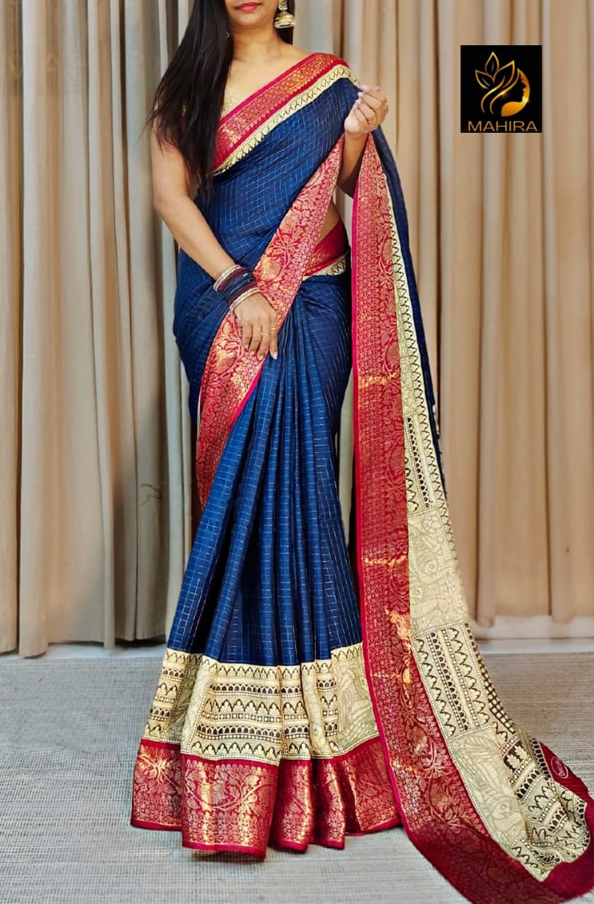 Ruhabs Festive wear Premium Dola Silk saree with blouse piece