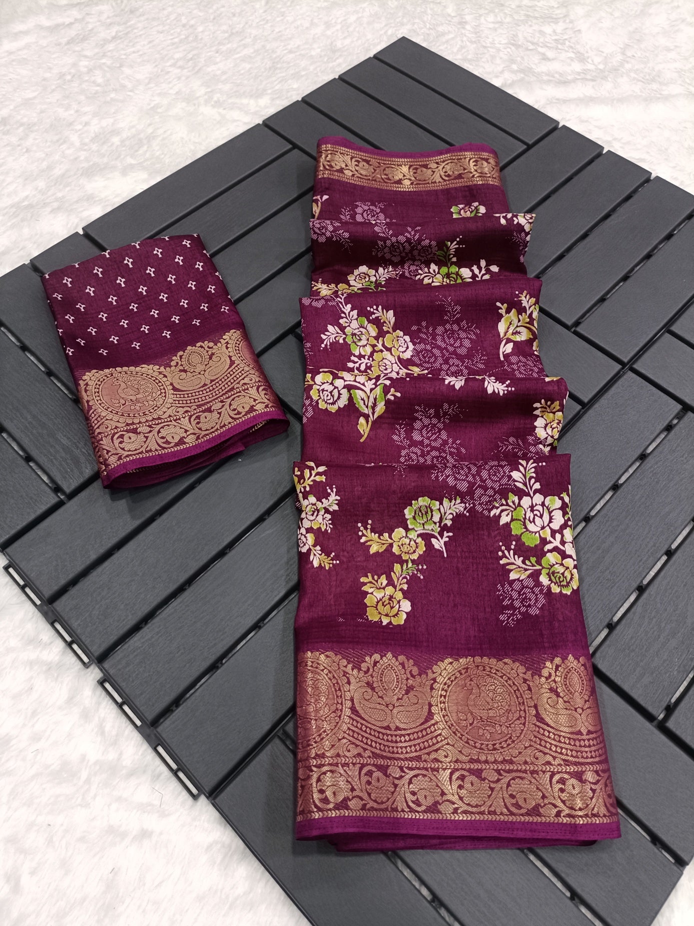 Ruhabs Festive wear Premium Dola Silk saree with blouse piece