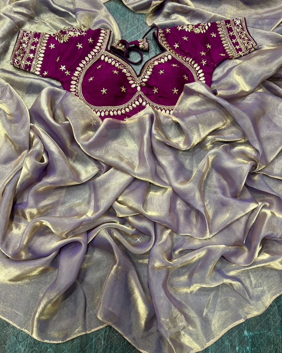 Ruhabs Beautiful Soft. Space Silk Celebrity Inspired Sarees with Designer Stitched Blouse,