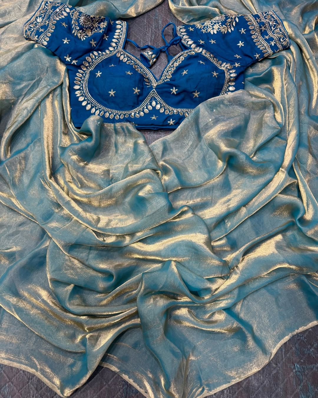 Ruhabs Beautiful Soft. Space Silk Celebrity Inspired Sarees with Designer Stitched Blouse,