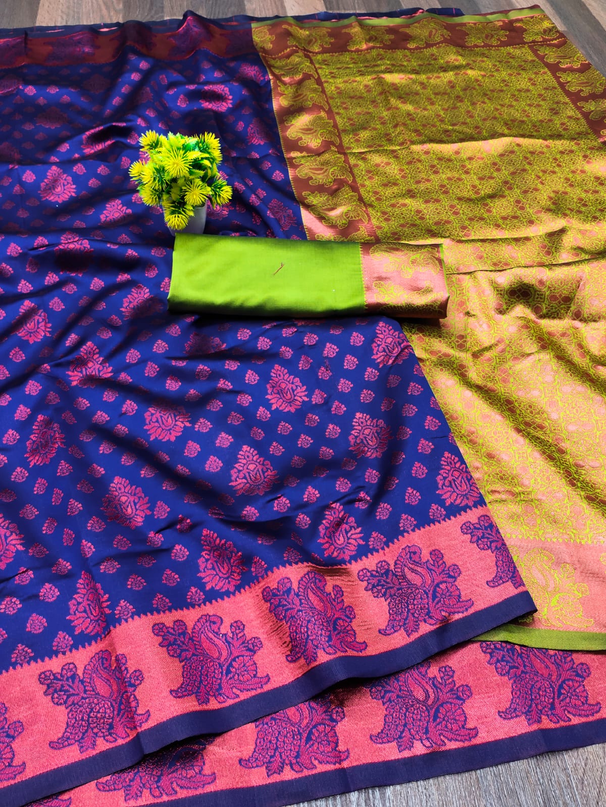 Ruhabs Banarasi silk Copper zari woven south indian saree with Blouse Piece