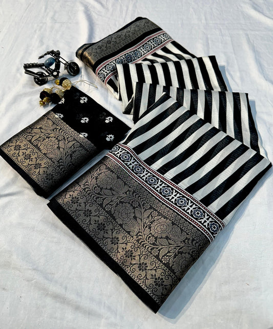 Ruhabs Festive wear Ajrakh Printed Premium Dola Silk saree with blouse piece