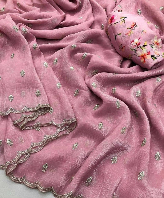 Ruhabs Festive Wear Georgette crush with embroidery work butti comes with embroidery work arka border