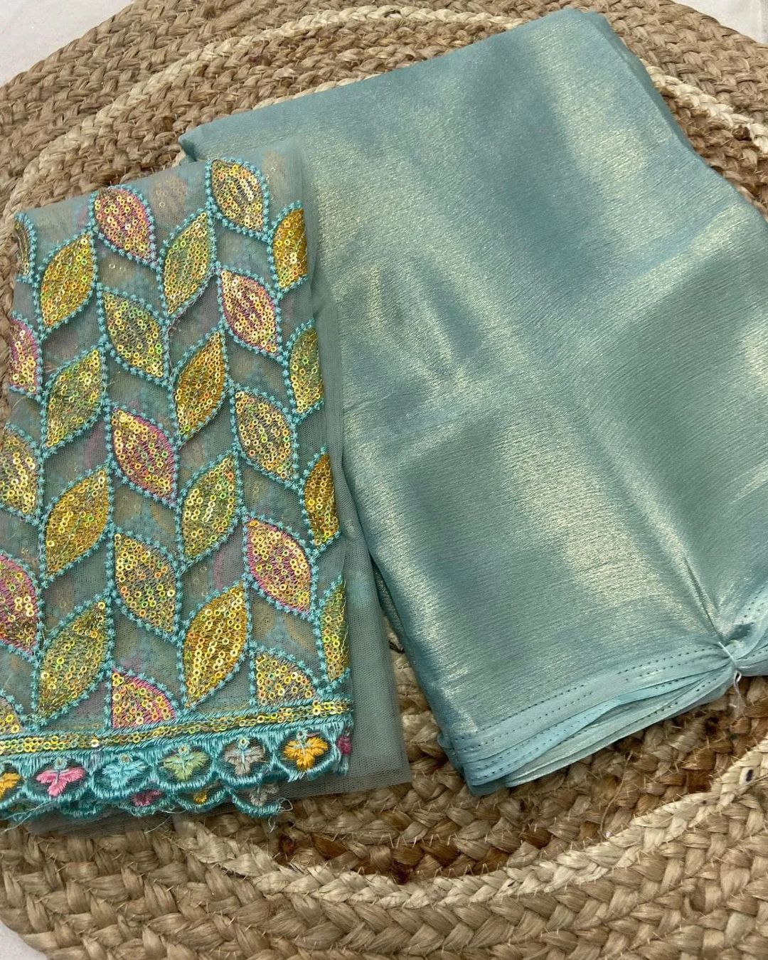 Ruhabs Beautiful Soft Shimmer Chiffon Sarees with Embroidered Blouse