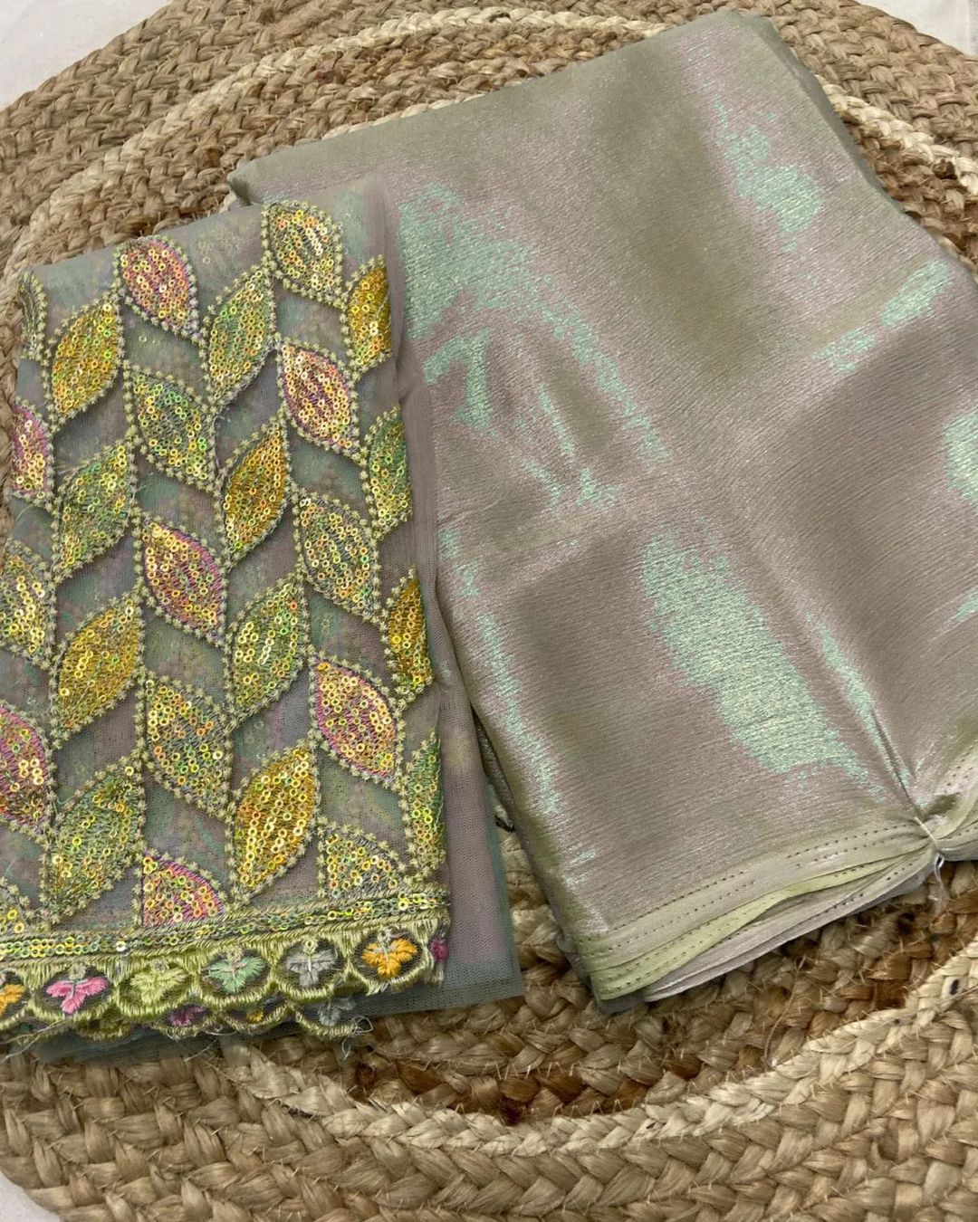 Ruhabs Beautiful Soft Shimmer Chiffon Sarees with Embroidered Blouse