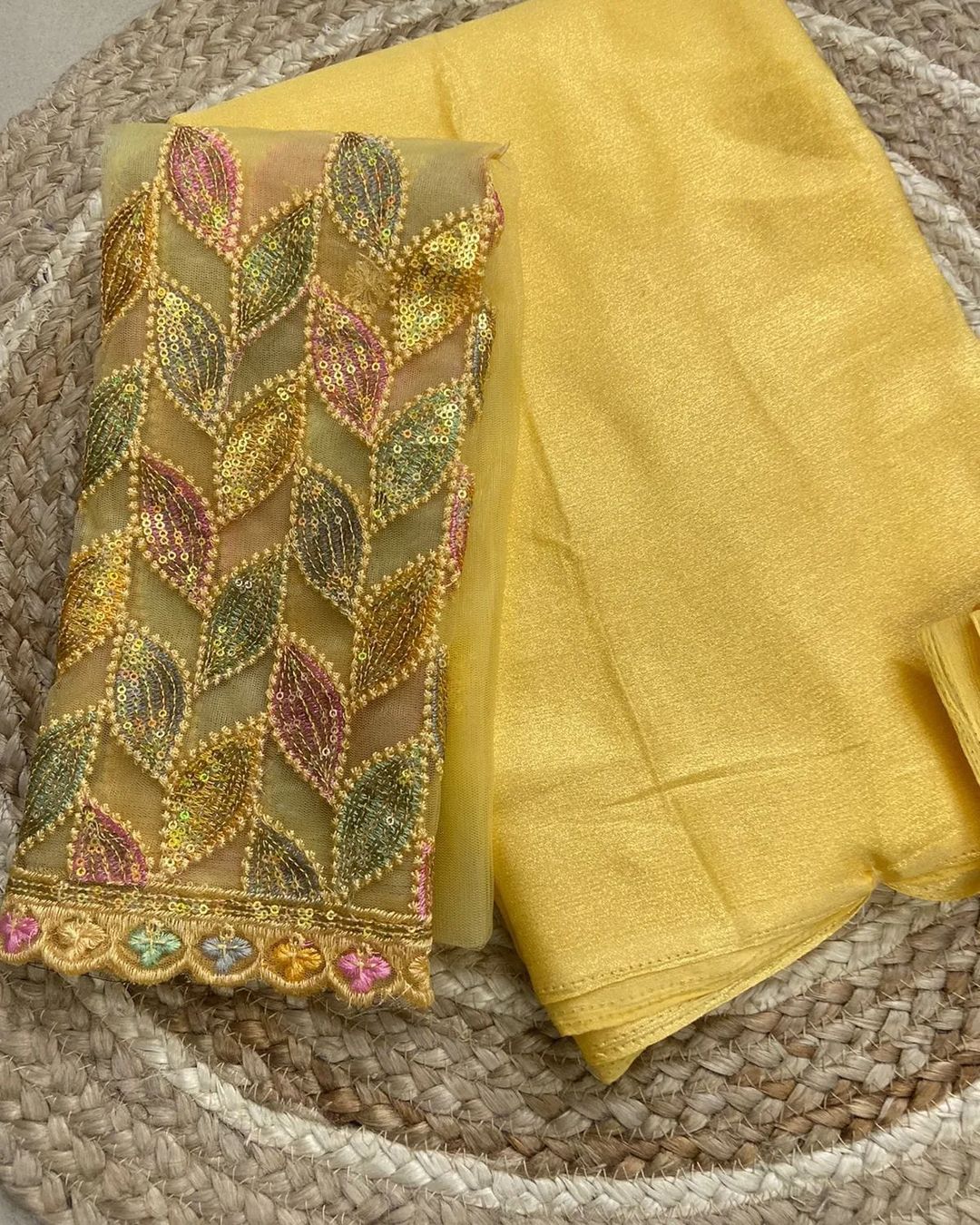 Ruhabs Beautiful Soft Shimmer Chiffon Sarees with Embroidered Blouse